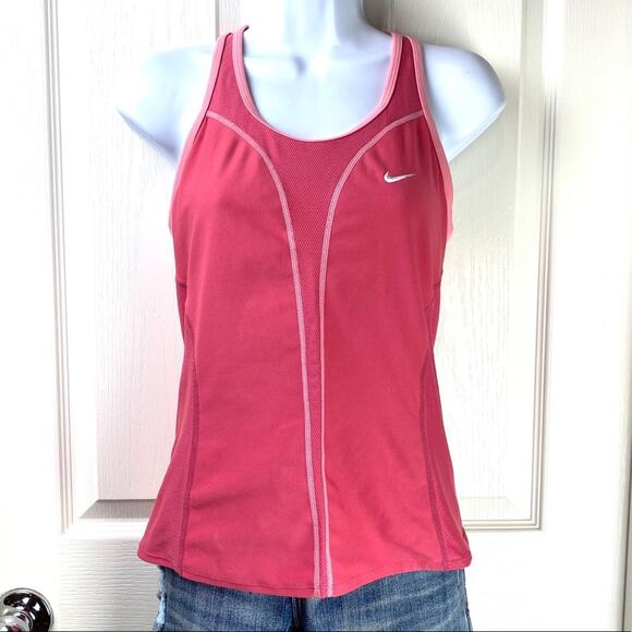 Nike Fit Dry Athletic Tank Pink Sz M Shelf Bra - Picture 1 of 4